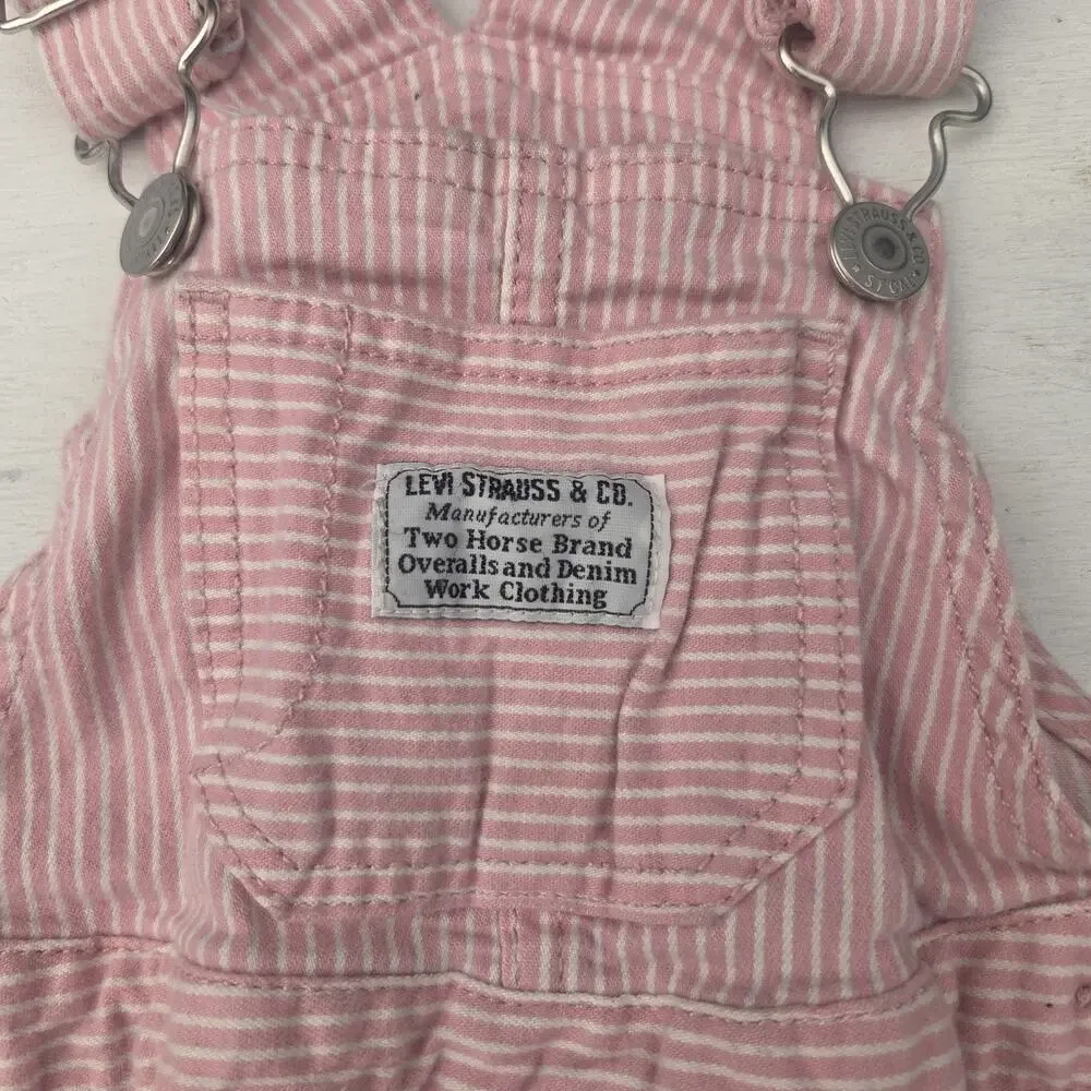 Levi Strauss Co Kids Overalls Size 18M Pink White Striped